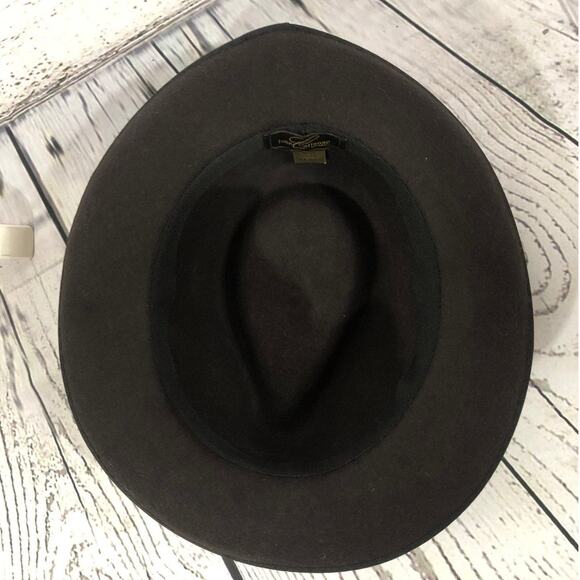 John Callanan Legacy brown wool Fedora hat with 3 stars on side main image 7